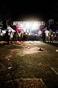 Cleaning up near the end of the night at Afropunk Fest
