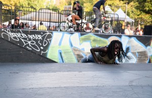 Believe it or not, the skate park at Afropunk Fest was the site of the occasional wipeout